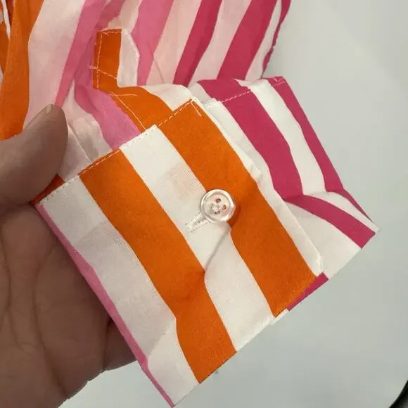 BEACH RIOT Alexa Stripe Button Down Tunic L/XL Sunset Stripes Pink Orange Swim - Picture 3 of 7